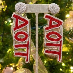 Alpha Omicron Pi Beaded Earrings